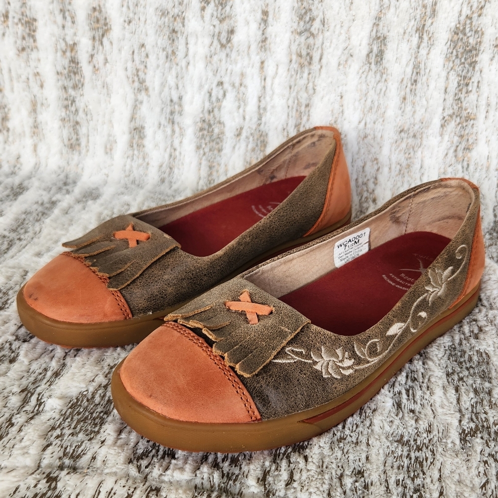 Twisted X WCA0001 "Driving Moc Flat" Slip-On Sunburn/Bomber Fringe, Women's 7.5 - Picture 2 of 11